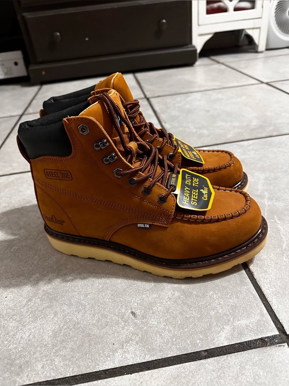 Cactus Men's Steel Toe Moc Toe Work Boots Wheat Brown New With Tag Size 11